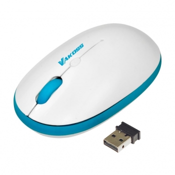 Mouse Wireless Vakoss optic 3 butoane 1400dpi USB white-blue TM-652WB
