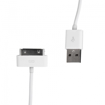 Whitenergy Cablu USB 2.0 pt iPhone 4 transfer/incarcare, 30cm, alb