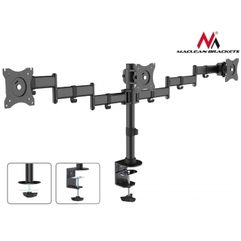 Maclean MC-691 Triple Desk Mount Monitor Arm 360 Â° Adjustable Bracket 13-27 Inch