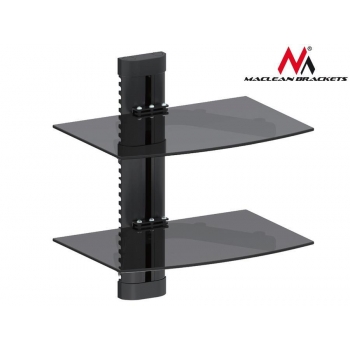 Maclean MC-662 2-Tier Wall Floating Glass Shelf Support DVD Console PS3 Xbox