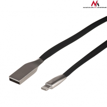 Maclean MCTV-832B USB Cable AM iphone 8PIN flat tangle-free 1m black metal
