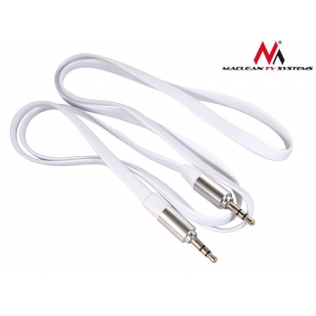 Maclean MCTV-694W Jack Straight Flat Tangle Free Audio Stereo AUX 3.5 mm Cable1m
