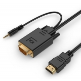 Gembird HDMI la VGA i adaptor pentru cablu audio, port unic, 1,8 m, negru 