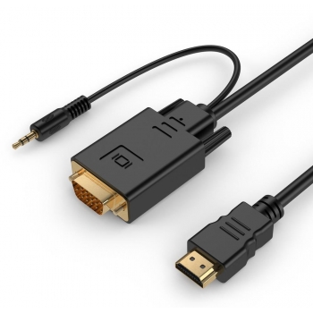 Gembird HDMI la VGA È™i adaptor pentru cablu audio, port unic, 1,8 m, negru