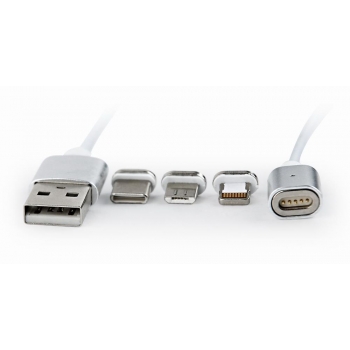 Gembird Magnetic USB charging combo cable, silver, 1m
