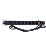 Priza multipla rack PDU 1U C14 CU 8 prize Schuko,intrerupator 3m,16A, Gembird EG-PDU-012-C14