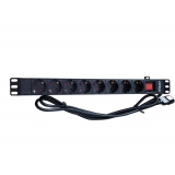 Priza multipla rack PDU 1U C14 CU 8 prize Schuko,intrerupator 3m,16A, Gembird EG-PDU-012-C14