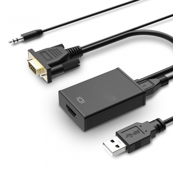 Gembird adapter VGA(M) ->HDMI(F), black 