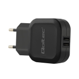 Qoltec AC adapter for Smartphone / Tablet | 12W | 5V | 2.4A | 2xUSB