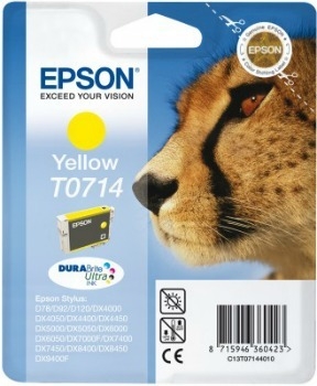 Cerneala Epson T0714 galben DURABrite | Stylus D78/92/120/DX4000/4050/4400/4450/