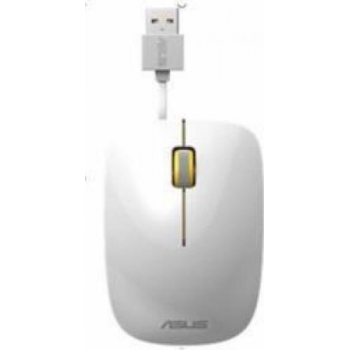 Mouse Asus UT300 Optic 3 butoane 1000dpi cablu retractabil 70cm design ambidextru Glossy White-Yellow 90XB0460-BMU030