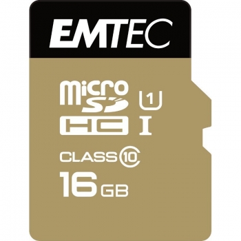 Card Memorie MicroSDHC Emtec Gold Plus 16GB Clasa 10 UHS-I + Adaptor SD ECMSDM16GHC10GP
