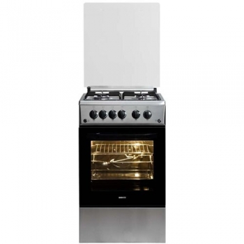 Aragaz Beko CSG52110DX 4 arzatoare gaz aprindere electrica grill, rotisor, iluminare cuptor, timer mecanic, capac sticla, Inox