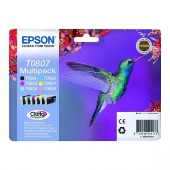 Multipack Cartuse Cerneala Epson T0807 6 cartuse black, cyan, magenta, yellow, light cyan, light magenta for Epson Stylus Photo PX700W, R265, R285, R360, RX560, RX585 C13T08074011