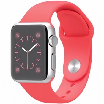 Smartwatch Apple Watch sport 38 mm carcasa din aluminiu argintiu curea sport roz