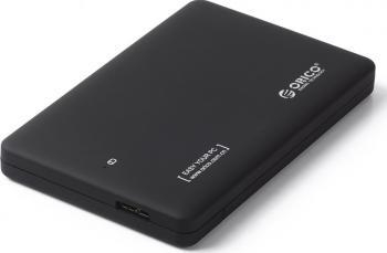 Orico 2599US3 Black USB 3.0 Tool Free 2.5 SATA External Enclosure, compatibil cu HDD/SSD 2.5 SATA (grosime maxima 9.5mm), conectivitate USB 3.0, constructie din plastic, include cablu USB 3.0