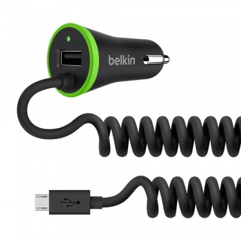 Belkin - Car Charger Dual 3.4a with Attached Micro USB Cable