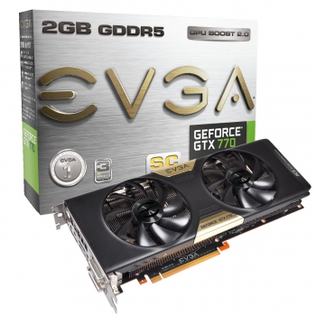 Placa Video EVGA nVidia GeForce GTX 770 SuperClocked ACX Cooler 2GB GDDR5 256bit PCI-E x16 3.0 HDMI 2x DVI DisplayPort 02G-P4-2774-KR