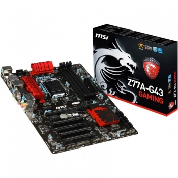 Placa de baza MSI Z77A-G43 Gaming Socket 1155 Chipset Intel Z77 4x DIMM DDR3 1x PCI-E x16 3.0 1x PCI-E x16 2.0 2x PCI-E x1 3x PCI HDMI DVI VGA 2x USB 3.0 ATX