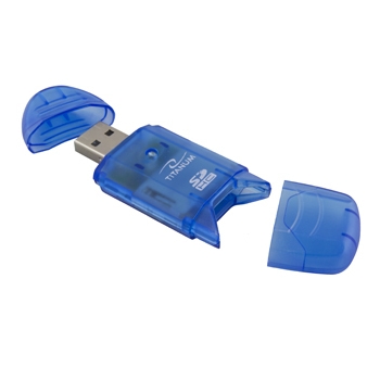 TITANUM Cititor de card SDHC/MiniSDHC/MicroSDHC/RS/MM TA101B Albastru USB 2.0 TA101B - 5901299901144 