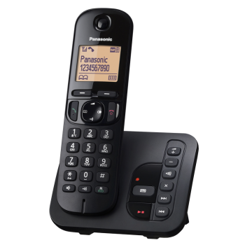 TGC210FXB, telefon DECT, 1,6" LCD display cu iluminare, speaker, CLIP, agenda 50 numere, robot (18 minute), speed dial, keypad lock, montare pe perete, culoare negru