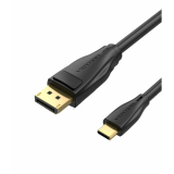 Cablu video Vention, USB Type-C(T) la DisplayPort(T), 2m, rezolutie maxima 8K la 60Hz/4K la 120Hz, conectori auriti, cupru, invelis PVC, negru, CGYBH