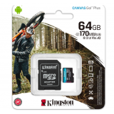 Card de memorie MicroSD Kingston Canvas GO Plus, 64GB, Clasa 10, UHS-I, Adaptor inclus
