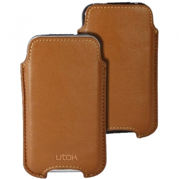 Husa UTOK 420B piele brown pentru telefoane cu diagonala 3.5"-4"
