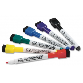 Set de sase mini markere nepermanente cu capac pentru stergere, cerneala non toxica, culori: rosu, galben, verde, albastru, violet, negru