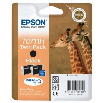 Pachet Cartus Cerneala Epson T0711H Black 2 Bucati 2x11.1ml for D120, DX7400, DX8400, DX9400F C13T07114H10