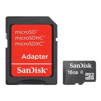 Card Memorie MicroSDHC SanDisk 16GB Clasa 4 + Adaptor SD SDSDQM-016G-B35A