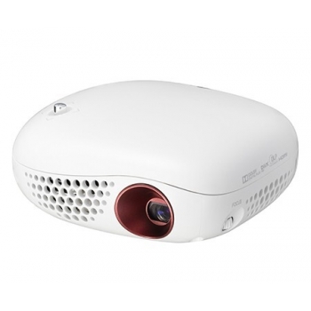 Projector LG PV150G Ultra Portable Pico Projector, DLP 3D Ready, LED, WVGA, 854x480, 100 lumens, 100.000:1, Lamp life 30000 hours, HDMI, USB, WiDi, Remote control, 3760mAH Built-in battery, White