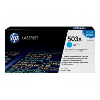 Cartus Toner HP Nr. 503A Cyan 6000 Pagini for Color LaserJet 3800, CP3505, CP3505DN Q7581A