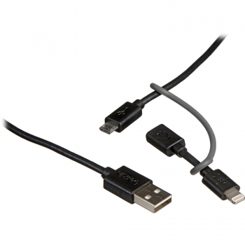 CABLE USB/MICRO USB 0.9M W/L./ADAPTER F8J080BT03-BLK BELKIN