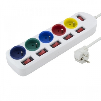 ESPERANZA Power Strip | 5 Sockets | Switch |Security | Cable 1,5 m / Colourful [C9741469]