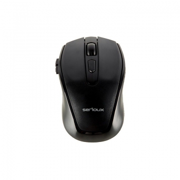 Mouse Serioux, PASTEL600, fara fir, USB, senzor optic, distanta deoperare; 10m, precizie: 1000/1600DPI ajustabila, 4 butoane, 2x bat erieAAA, sisteme de operare: Windows / Mac OS / Linux, negru