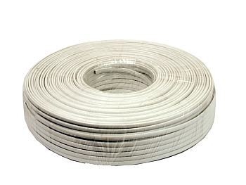 Gembird flat telephone cable stranded wire 100m, white