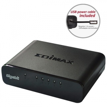 Edimax 5x 10/100/1000Mbps Switch, opt. power supply via USB cable (incl.)