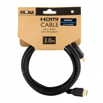 4World Cablu HDMI - HDMI High Speed cu Ethernet (v1.4), 3D, HQ, negru, 3m
