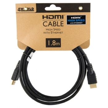 4World Cablu HDMI - HDMI High Speed cu Ethernet (v1.4), 3D, HQ, negru, 1.8m