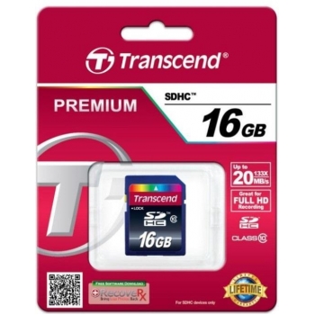 Card Memorie SDHC Transcend Premium 16GB Clasa 10 TS16GSDHC10