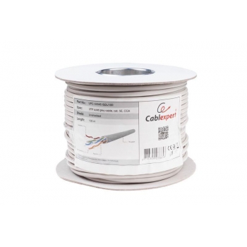 Gembird UTP solid cable, cat. 5, CCA 100m (roll), gray