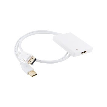 Adaptor 4World DisplayPort [M] + USB [M] > HDMI [F], 0.5m, alb