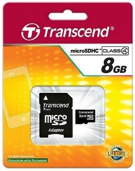 Card Memorie MicroSDHC Transcend 8GB Clasa 4 TS8GUSDHC4