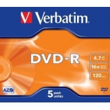 Verbatim DVD-R[4.7GB, 16x, jewel case, argintiu mat, 5 bucati ]