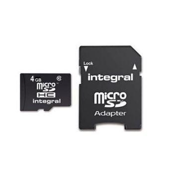 Card Memorie MicroSDHC Integral 4GB Clasa 4 + Adaptor SD INMSDH4G4V2