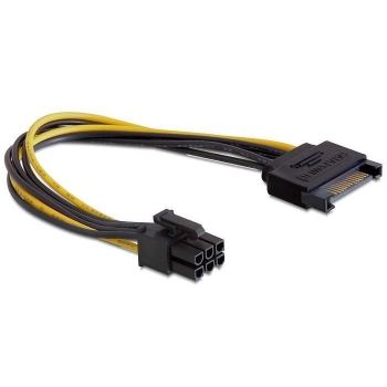 Delock cable Power SATA 15 pin > 6 pin PCI Express, 0,21m