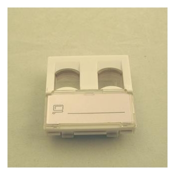 Netrack NBOX angled keystone adaptor 2mod 2xkeys.with ident.field and cover 1pcs