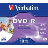 Verbatim DVD+R[ 4.7GB, 16x, jewel case, printabil, 10 bucati ]