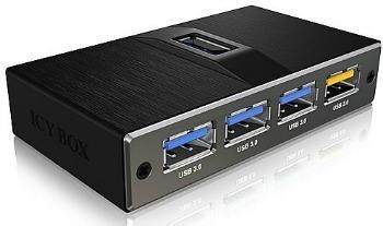 Hub Icy Box 4 porturi USB 3.0 cu port de incarcare USB, negru